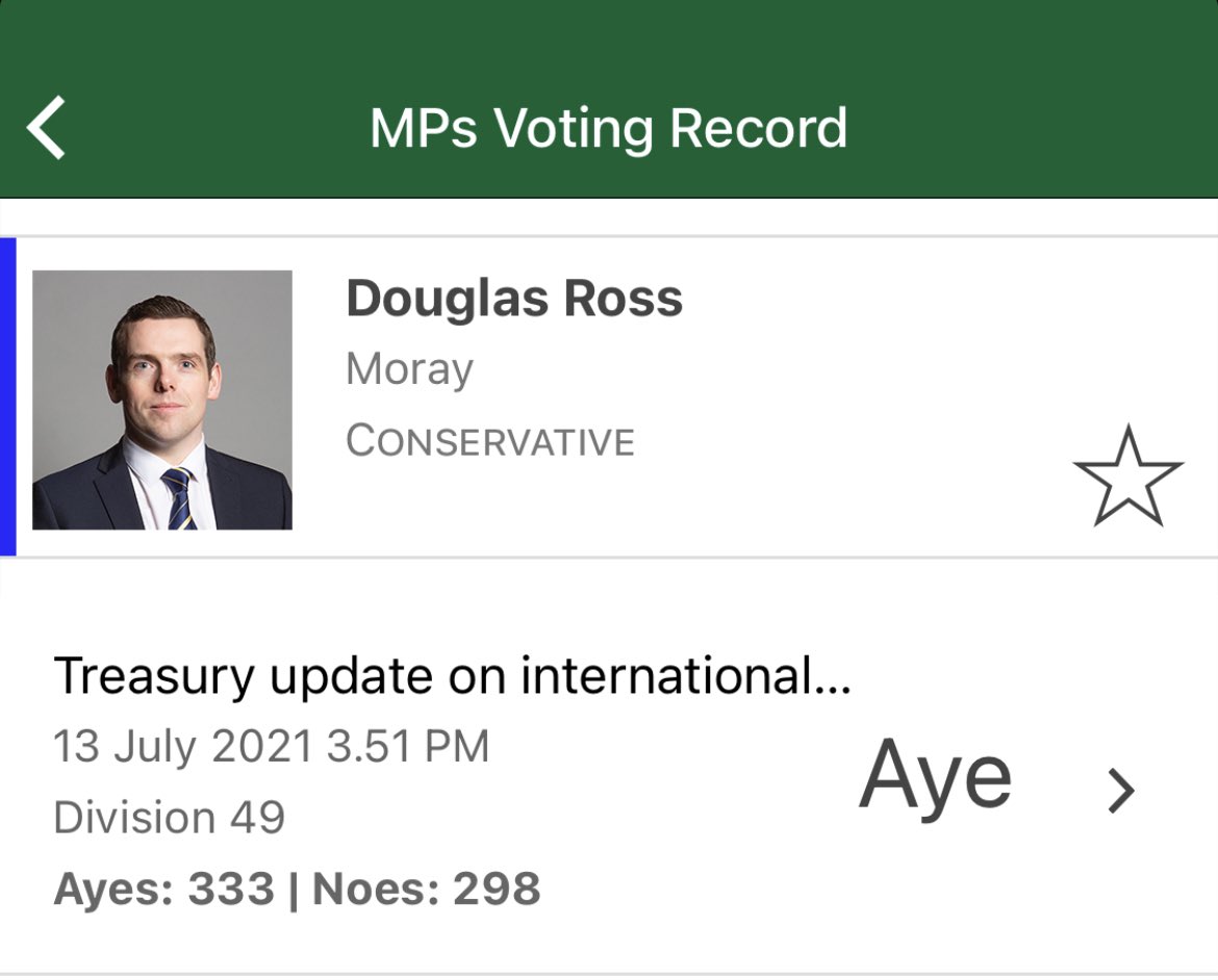 MorayLaura's tweet photo. Sad - if somewhat unsurprised - to see Moray’s MP falling into line and backing Boris’s cruel and heartless cut to foreign aid, slashing support for the world’s poorest. Morally reprehensible. https://t.co/cR3VHI3FAD