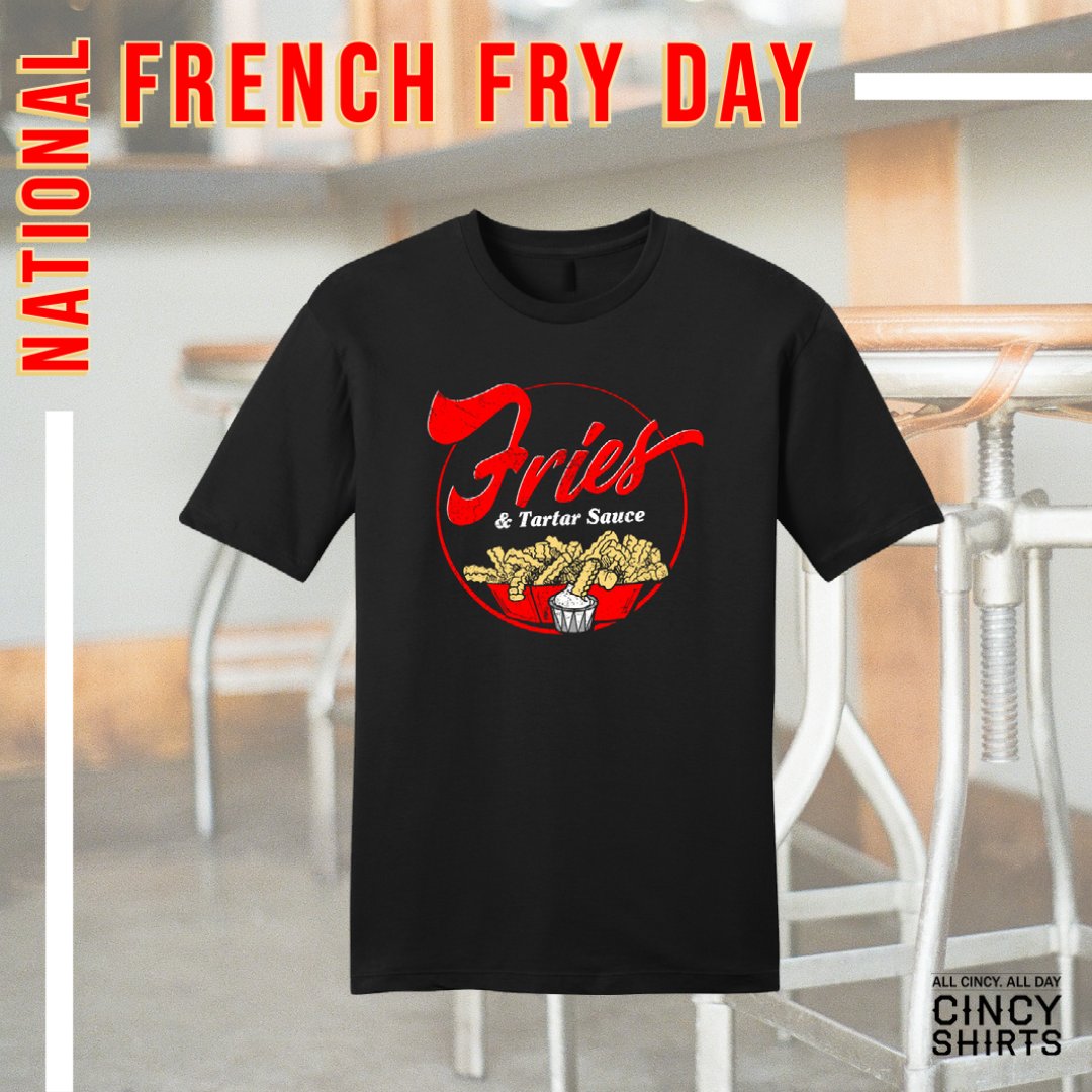 CincyShirts's tweet image. Happy National French Fry Day! Out of all the ways to cook a potato, this has to be the best. 🍟 

#nationalfrenchfryday #frenchfryday #cincyshirts #cincyeats