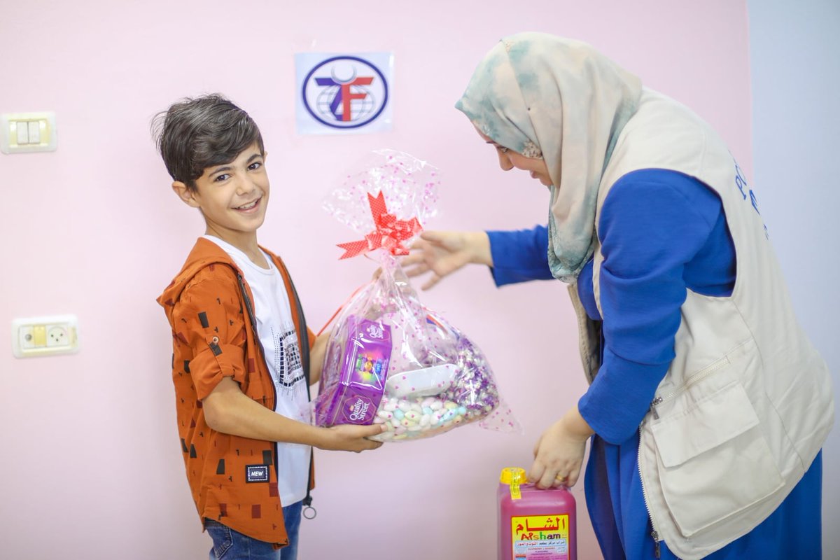 ThePCRF's tweet photo. Our South Gaza team worked today to distribute Eid gifts to 60 kids as part of a project funded by @ZakatUS. These kids also benefit from PCRF's Monthly Orphan Sponsorship Program, which provided regular humanitarian aid to Gaza's orphans. https://t.co/2vKm6eBQAK https://t.co/QNAExIJBxP