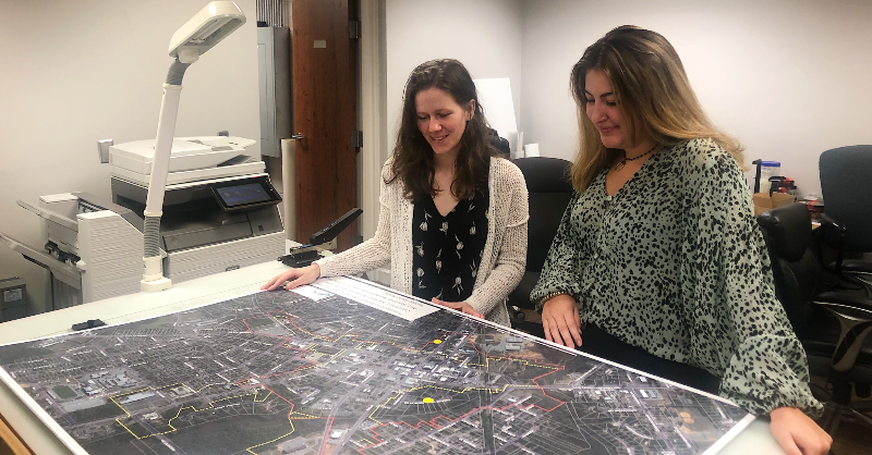 GeorgiaCollege's tweet photo. Recent graduate Regan Kitchens, a Geology minor, is working to improve local transportation and pedestrian safety by using geospatial methods as part of an internship at Middle Georgia Regional Commission in Macon. #georgiacollege #thinkindependently #leadcreatively