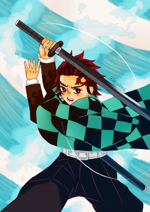 Van!さんがTwitterに投稿した竈門炭治郎(鬼滅の刃)のイラスト。