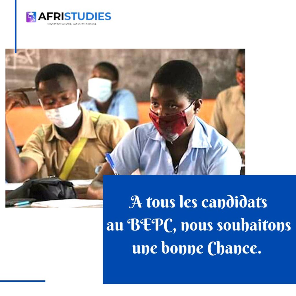 Afri_Studies's tweet photo. A l'issue de cet examen, nos jeunes valeureux seront amenés à faire le choix de leur série au lycée mais pour l’heure ils doivent décrocher le brevet. Nous leurs souhaitons une bonne chance.

#Orientation #BEPC #TgTwittos https://t.co/uX31UCDXIF