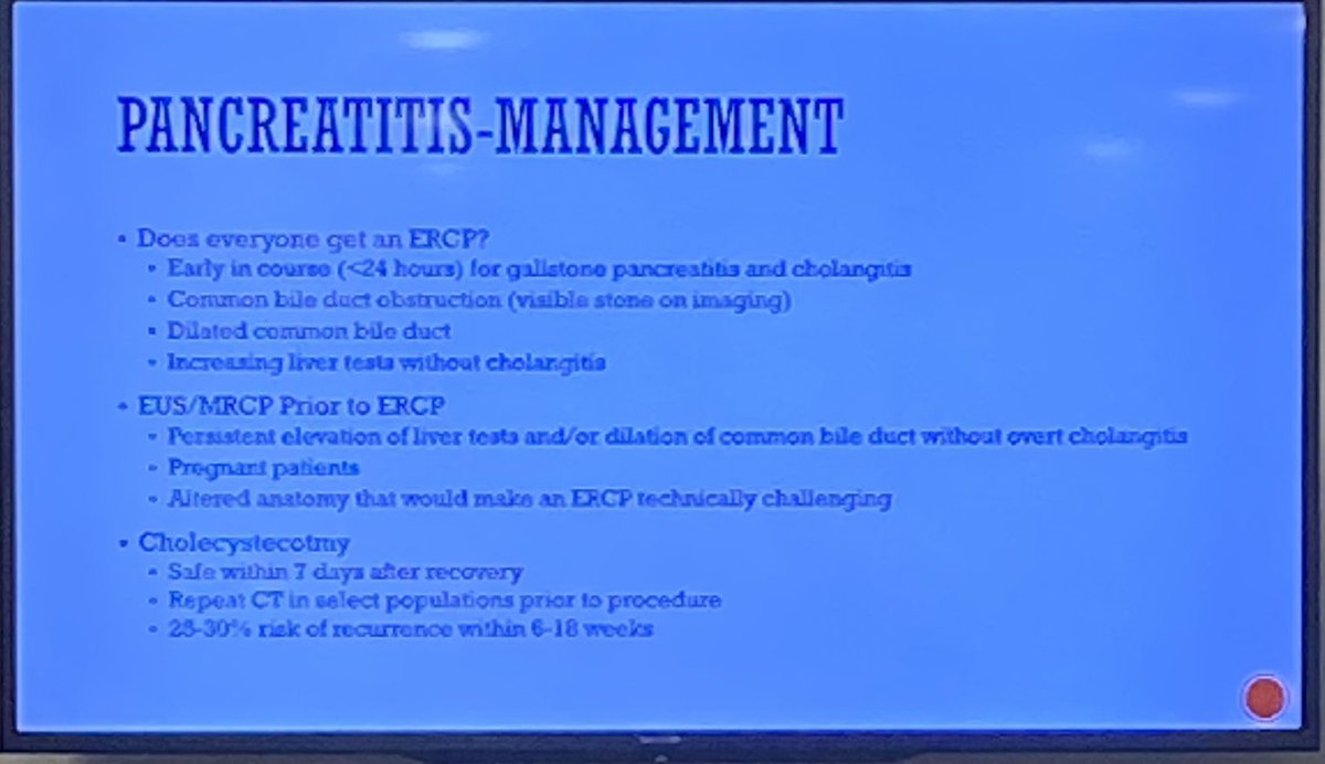 Fabulous presby conference on pancreatitis! #Takehomes 1. 15% of patients end up with diabetes in 12 months. 2. 30%mortality in patients with severe pancreatitis. 3. Severe pancreatitis and sepsis look similar… abx ppx doesn’t help…#chiefsrule