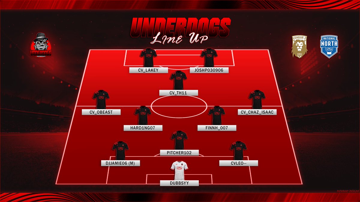 Match day: 

🆚Lionz Esports EN
🕙8:00pm
🏆English League 2 

🆚Balkan Mix eSC Eu
🕙8:45pm
🏆National League North

🆚Liberty Esports
🕙9:15pm
🏆English League 2 

<a href="/OfficialVPG/">Virtual Pro Gaming</a> 

Graphics by <a href="/xMovinho_/">xMovinho 🇩🇪</a> 

Our lineup is as followed👇