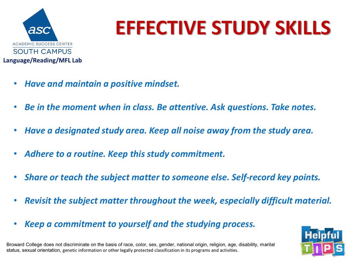 BCSouthCampus's tweet image. #TuesdayTips
#StudyTips

Have you maintained a comfortable remote work environment?

Have you maintained good study skills?

Make an appointment with a Language/Reading/MFL Lab via WConline mywco.com/ascsouth for academic assistance.