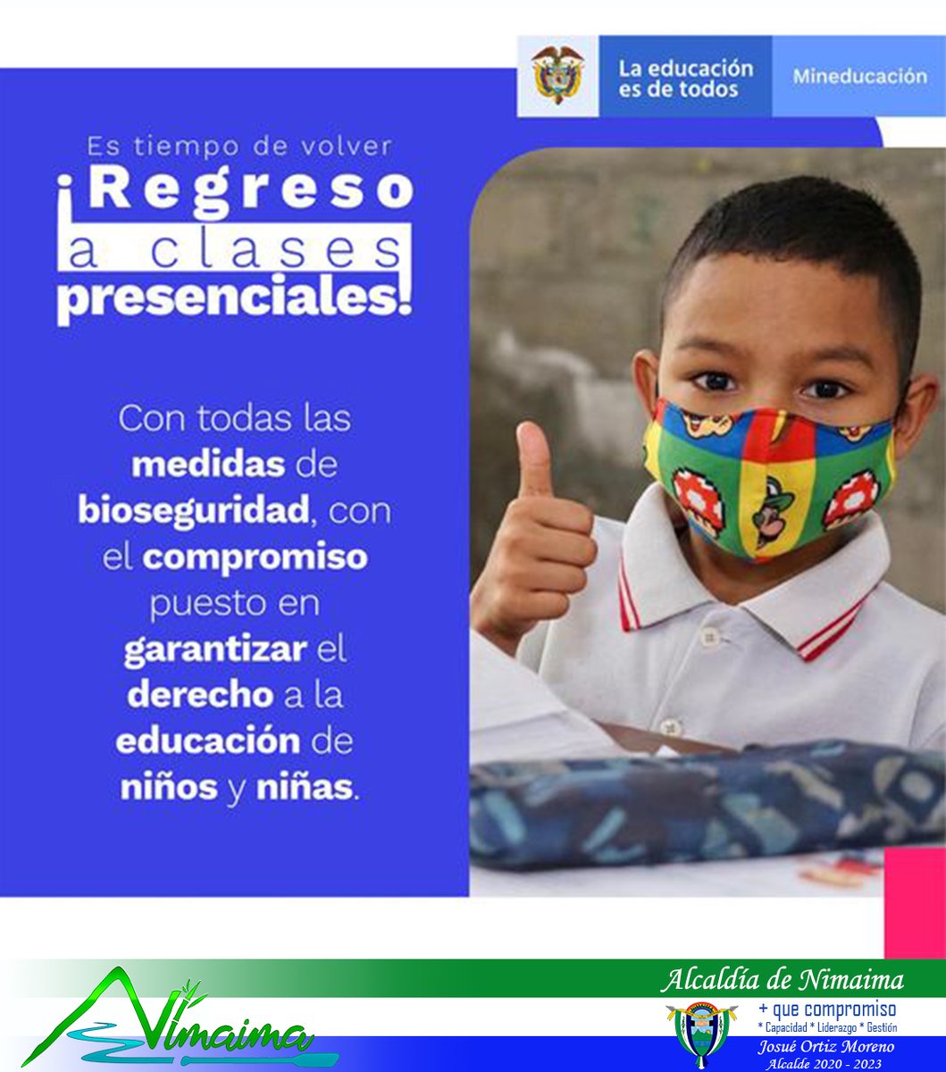 #EsTiempoDeVolver Siguiendo los protocolos de bioseguridad, comprometidos con el cuidado de todos. Así los niños y niñas podrán continuar aprendiendo mientras comparten con sus compañeros.

¡Es hora de estar #DeNuevoEnLasAulas! 🎒📚✍️