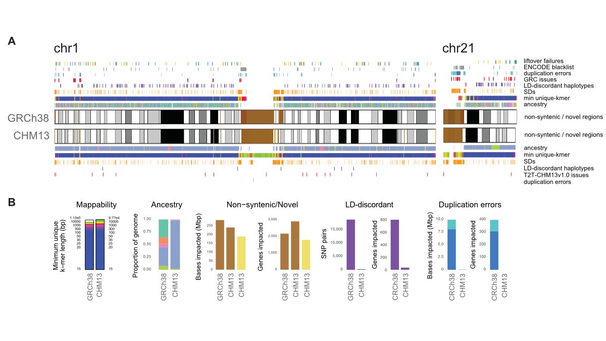 Excited to share our latest work as part of the Telomere-to-Telomere Consortium, demonstrating how the complete T2T-CHM13 reference genome improves analysis of human genetic variation. biorxiv.org/content/10.110…