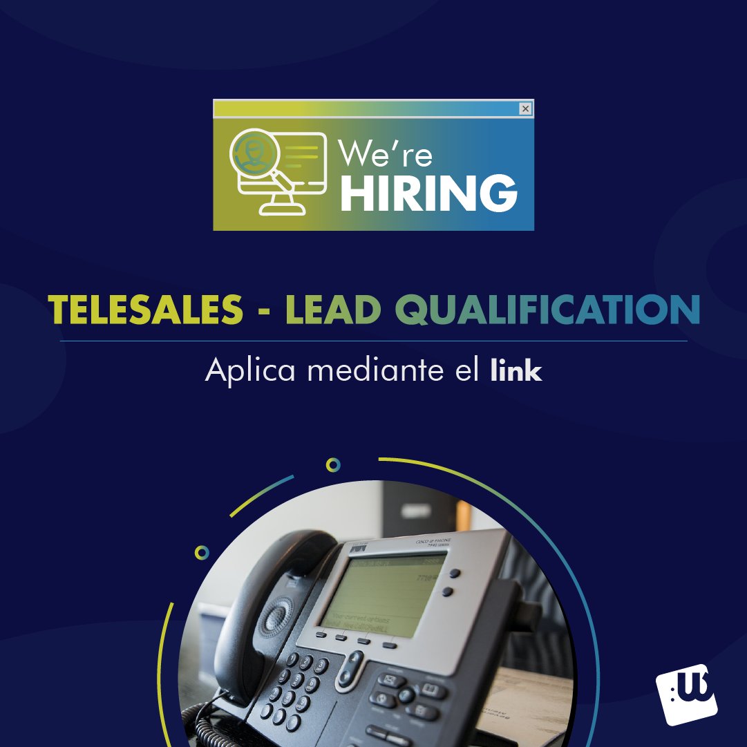 Wepsys's tweet photo. ¡Tenemos un nuevo espacio para ti! 🎉 Este es tu oportunidad de ser nuestro Telesales Lead qualification y pertenecer a nuestra familia.👆
Solo debes dirígete al link https://t.co/2177sWR1Pr allí podrás revisar los requisitos de la vacante y aplicar. #VacanteRD #DeveloperRD https://t.co/6JHX1aLcWO