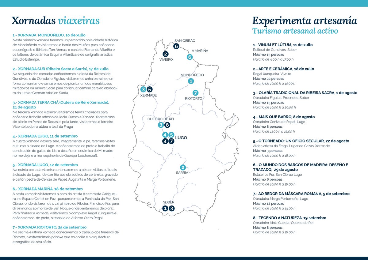 vicedepulugo's tweet photo. Esta fin de semana seguen os roteiros de #LugoÉArtesanía, organizados polo #centrAD
Inscricións: info.centrad@deputacionlugo.org ou 982210066 https://t.co/facnBu8W4k