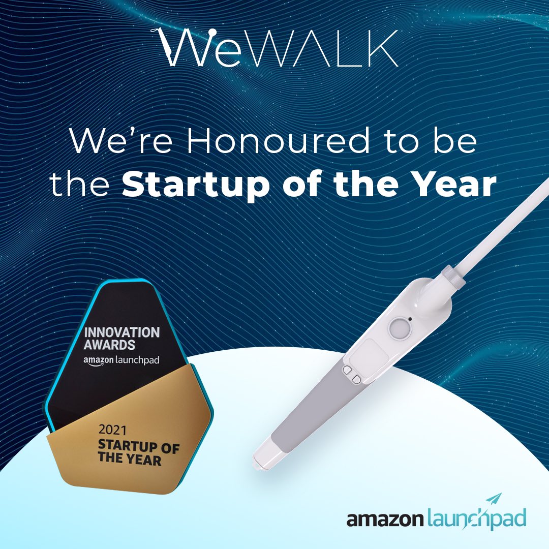 wewalkio's tweet photo. We are honoured to be selected as the Startup of the Year by Amazon.  
From the entire WeWALK team, we whole-heartedly thank everyone who voted for us and helped us to spread our voice. 

@amazonlaunchpad, @AmazonUK ,@amazon https://t.co/b72Q8NdY6S