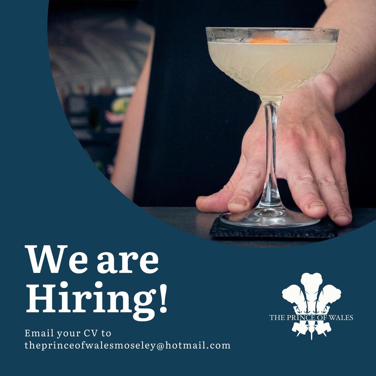 The Prince, Moseley (@prince_moseley) on Twitter photo We're hiring for a number of roles to join our fantastic team! 📣 We currently looking for...
- Bartenders
- Barbacks
- Cocktails Bartenders
Part-time & full-time positions available. Experience preferable but not necessary. Email your CV to theprinceofwalesmoseley@hotmail.com We're hiring for a number of roles to join our fantastic team! 📣 We currently looking for...
- Bartenders
- Barbacks
- Cocktails Bartenders
Part-time & full-time positions available. Experience preferable but not necessary. Email your CV to theprinceofwalesmoseley@hotmail.com