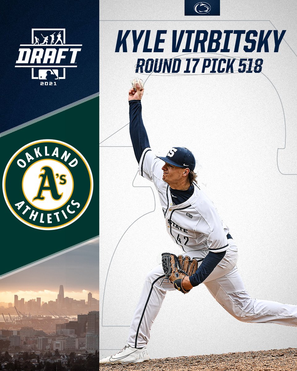 Make that 3⃣ Nittany Lions selected! Congrats to <a href="/KyleVirbitsky/">Kyle Virbitsky</a> on his pick in the 17th round by the <a href="/Athletics/">Athletics</a>! #WeAre