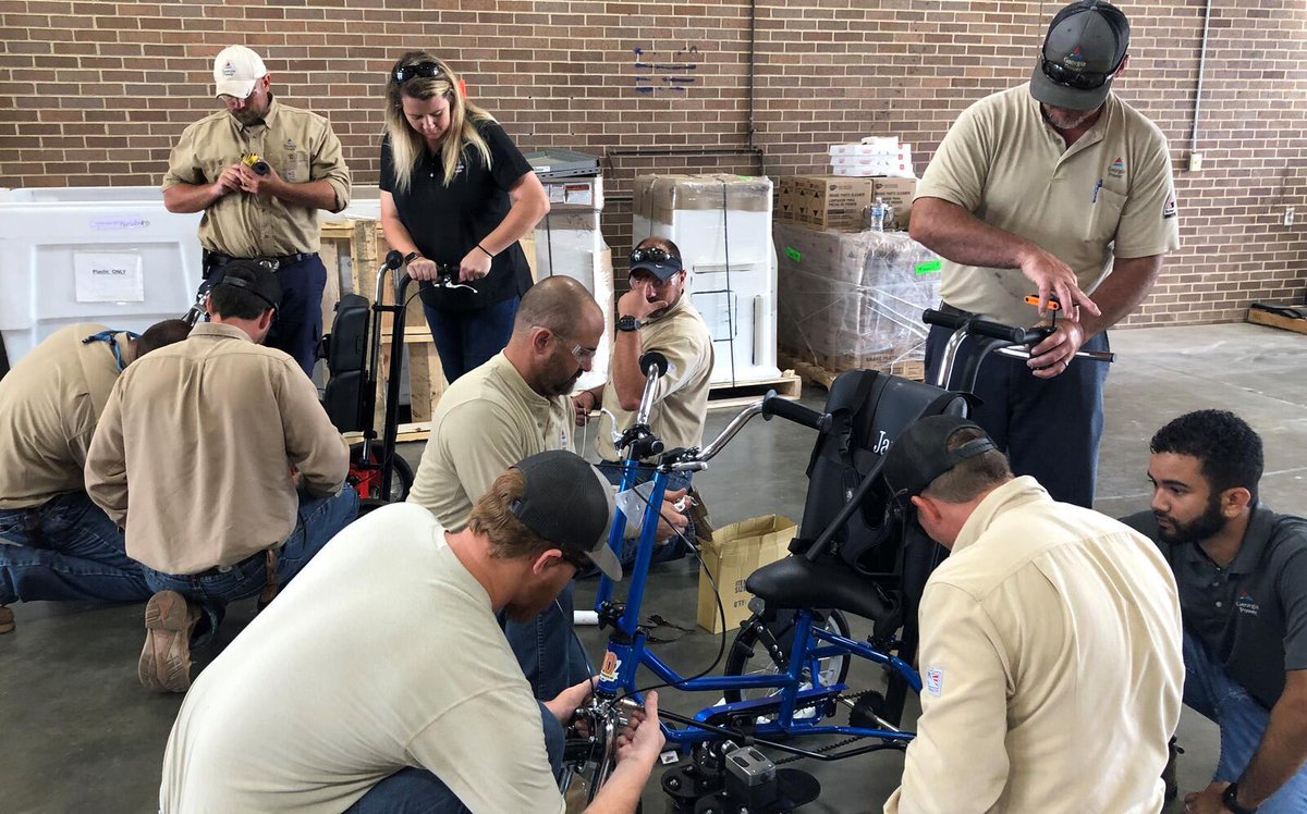 GeorgiaPower's tweet image. Our amazing Georgia Power employees teamed up with Wellspring Wellness Center in Warner Robins, Georgia to build adaptive bikes for children with mobility disabilities. #WeHelpBecauseItsHome