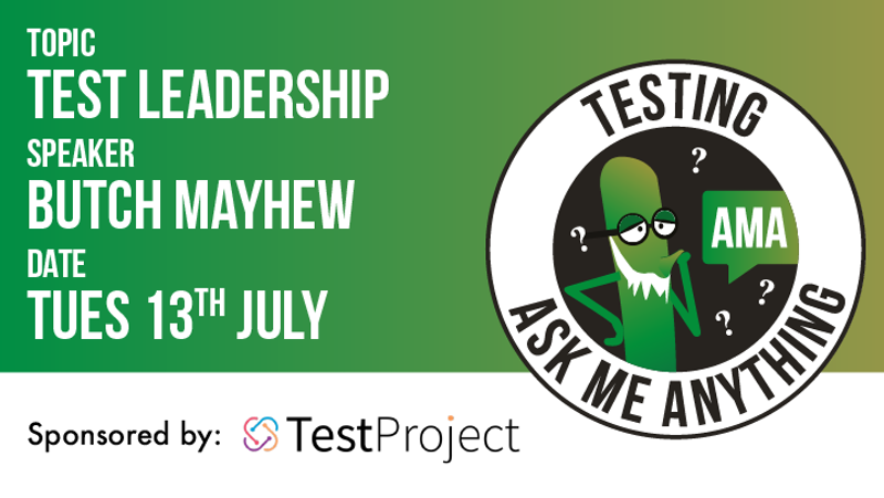 ministryoftest's tweet photo. β° 1 hour reminder!
π The #TestingAMA with @ButchMayhew will focus on Test Leadership
β Plenty of time to register and ask your questions https://t.co/tc2XrvDrP4 https://t.co/6Kr7pZ7VnF
