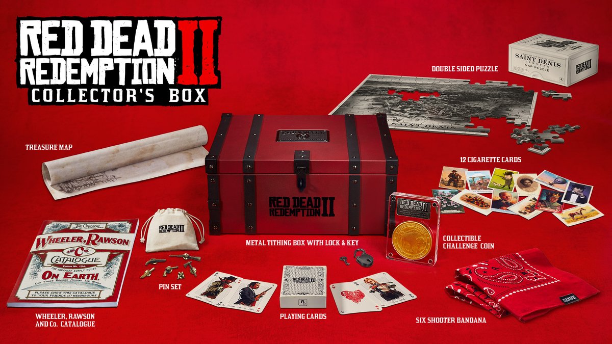 We're giving away 10 Red Dead Redemption 2: Collector's Boxes to celebrate the special limited-time re-release at the Rockstar Warehouse. Follow @RockstarGames and retweet this today by 11:59pm ET for a chance to win. Eligibility/Rules: rsg.ms/04db68f