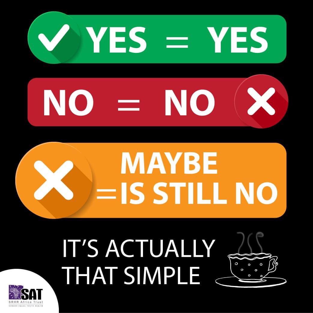 LisaSamupita's tweet photo. It really is that simple. Consent is key ! 
@MushunjeMildred @socialworkwomen @SRHRAfricaTrust @VimbaiNyika @AdultRapeClinic @raymondmazhambe @deanmtata https://t.co/Qw2BB3tSZ7