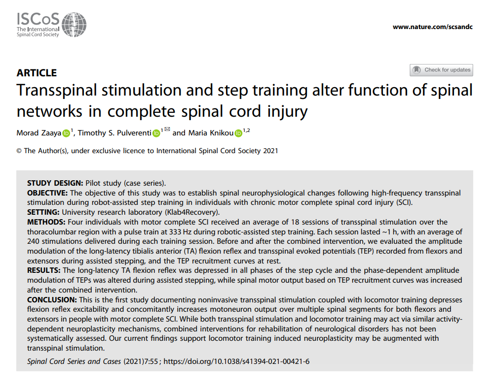 spinalcord_SCSC's tweet photo. #SpinalCordSeriesandCases 🆕The objective of the study: To establish spinal neurophysiological changes following high-frequency #transspinalstimulation during robot-assisted #steptraining in individuals with chronic motor complete #spinalcordinjury
See ➡️https://t.co/DAtR1Rb7HV https://t.co/PS1IY06OpK