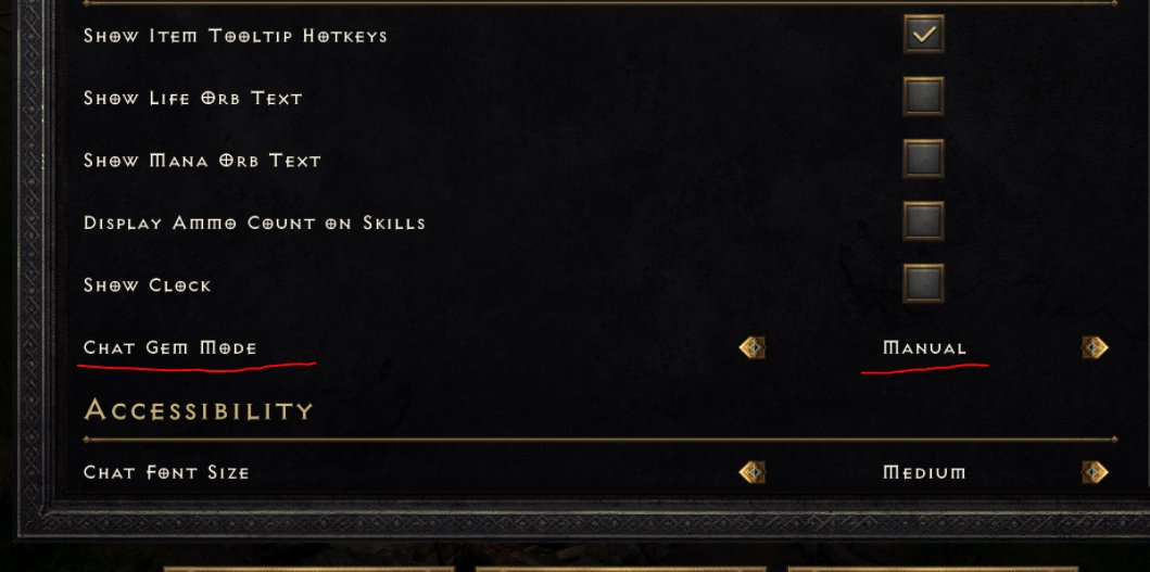 Mr_Alt_ego's tweet photo. @Diablo Chat Gem Mode > manual 🤣   can turn Perfect Gem Activated on auto? 😮 @Diablo   moo moo! https://t.co/A6nQ4ChnzM