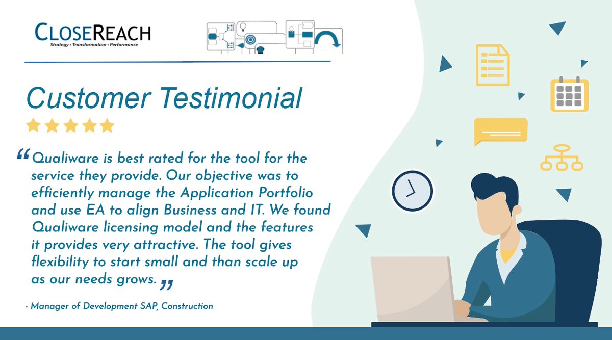 CloseReachLtd's tweet photo. Bringing Business and IT Closer. See what our customers are saying about our #QualiWare software packages! https://t.co/qAHfqQq2bQ