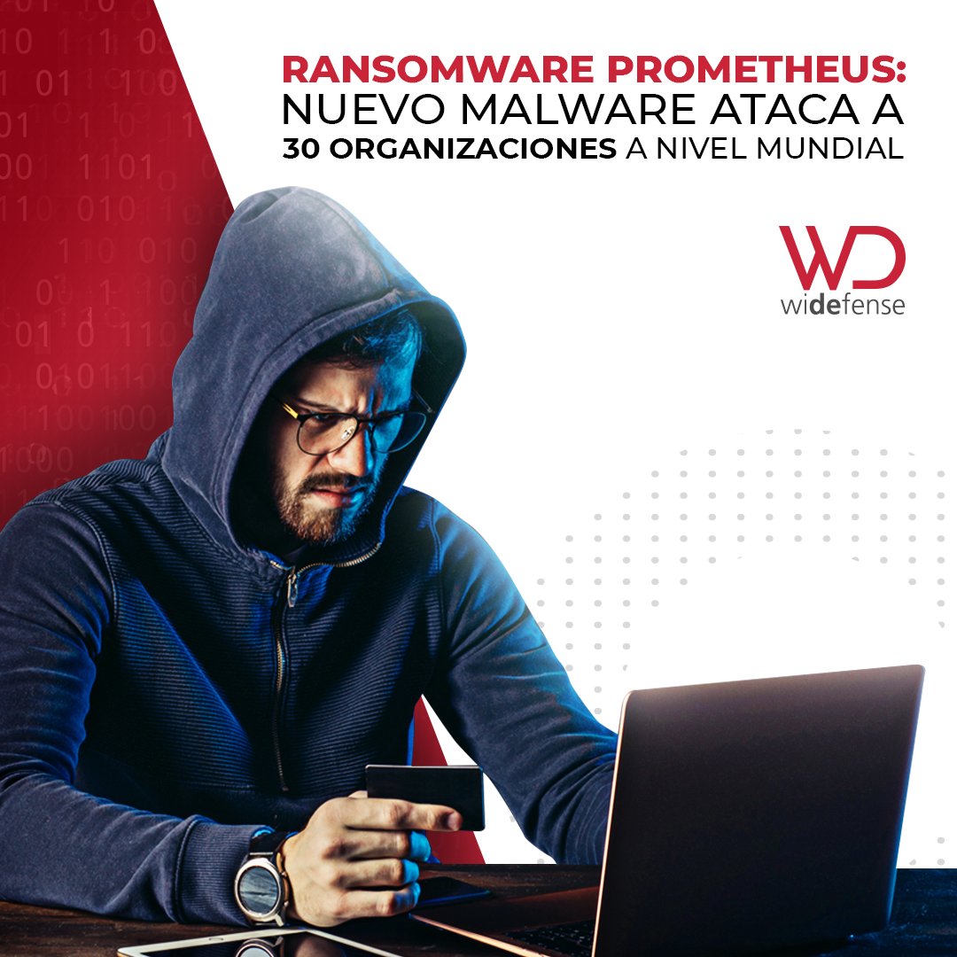 widefense's tweet photo. Se ha observado un incremento de #ataques por el #ransomware #Prometheus. Se utiliza la táctica de doble extorsión para filtrar la información de sus víctimas y publicar los datos para su compra en la #DarkWeb
Lee más sobre este ransomware Prometheus en  https://t.co/i3IKIMLw4E https://t.co/6HYtym2AhC