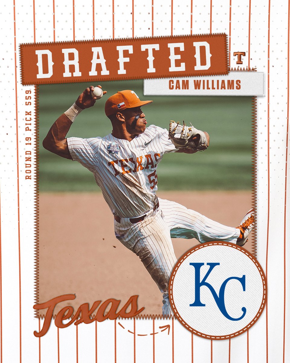 TexasBaseball's tweet photo. That's the HAMMER! 🔨

@55theHammer has been selected in the 19th round by the @Royals!

#HookEm https://t.co/yd0PwS4fUj