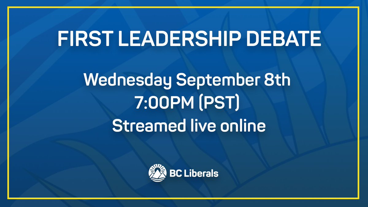 voteBCUnited's tweet photo. We are excited to announce the first debate of #bclib22. Tune in on September 8th. https://t.co/OucOSGsBvS
