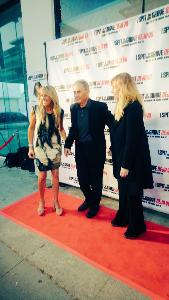 janoconnell's tweet photo. Tammy Scher (Zarchi), Robert Forster born on this day 1941-2019 with wife at the premiere of I Spit On Your Grave Deja. One of the top character actors in Hollywood. https://t.co/oIf2SL958s