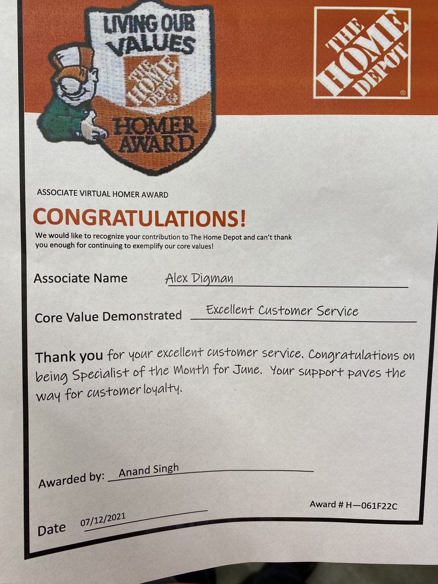 Congratulations to Alex recognized by our District manager  Anand for winning specialist of the month