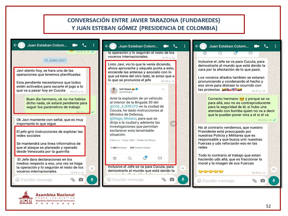 Asamblea_Ven's tweet image. #13Julio Javier Tarazona, director de Fundaredes y Juan Esteban Gómez integrante del Ejecutivo colombiano formaron parte de los planes violentos que se suscitaron en las zonas populares de Caracas.