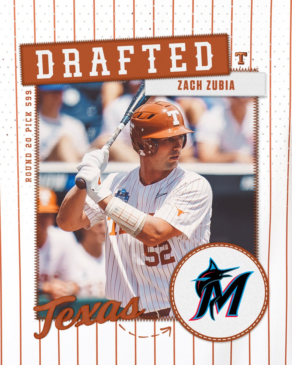 BIG CAT! 

<a href="/zachzubia/">Zach Zubia</a> has been selected in the 20th round by the <a href="/Marlins/">Miami Marlins</a>!

#HookEm