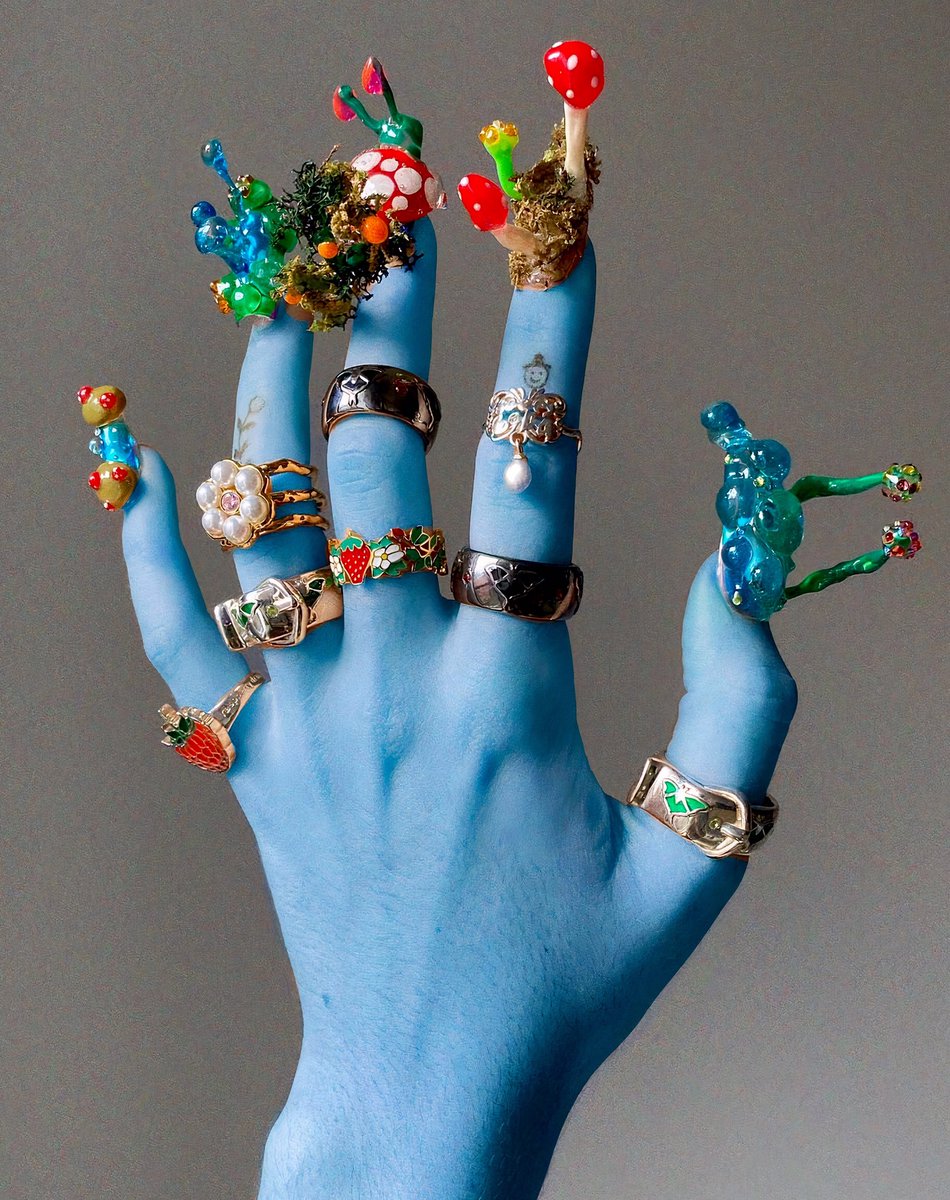 Rings by beepy bella, with nail art by @/leslydidthem.