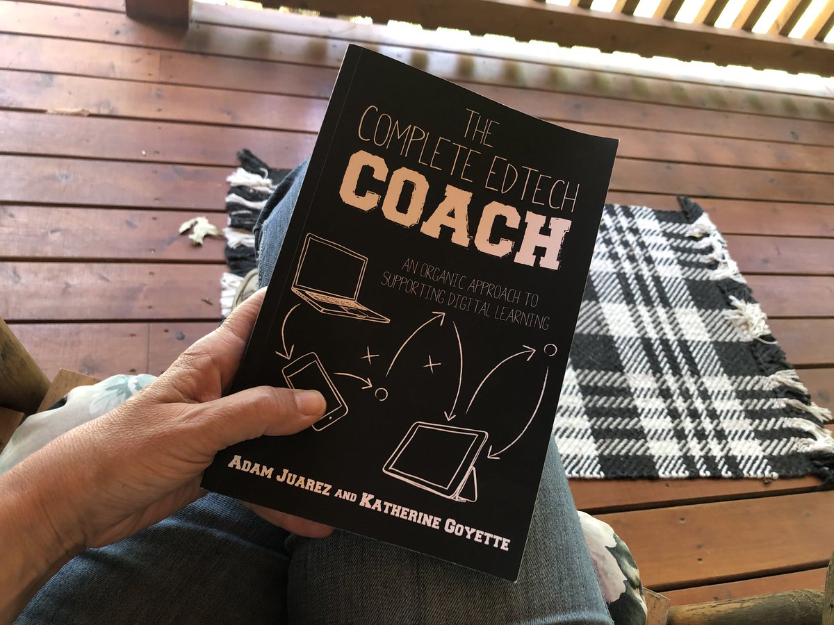 DebbieMartinITC's tweet photo. Front porch reading time. Really enjoying #TheCompleteEdTechCoach by @kat_goyette and @techcoachjuarez #summerreading #summerpd #lifelonglearning @fcpsk12 #fcpsitc https://t.co/IKEdPeJaPk