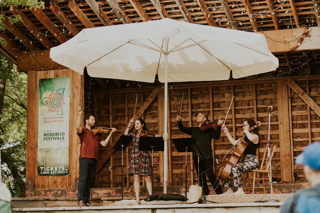 rosebudquartet's tweet photo. What a special way to kick off a summer of concerts. Thanks @RosebudTheatre, @RosebudCMF! https://t.co/U9ILyXor30