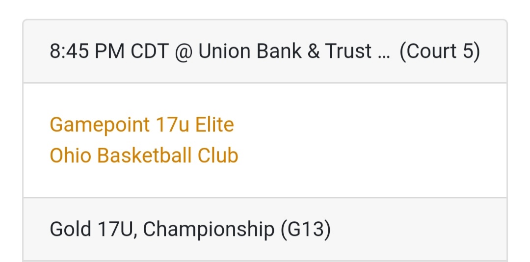 Gamepoint 17u Elite open up Friday night in Omaha vs Ohio Basketball Club 8:45pm. #gpnation #adidasgold <a href="/AntBolt_3/">Anthony Bolton</a> <a href="/FullTimeHoops1/">Aaron Burgin</a> <a href="/icemike1/">michael l alston</a> @GPCoachRS