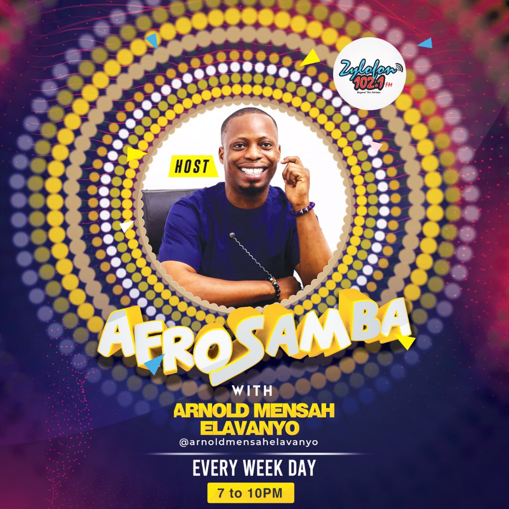 AfricanMusicH's tweet photo. Welcome to the Tuesday edition of #Afrosamba  🥳 💃🏾🕺🏾 w/ @ArnoldVibes x @DjLegendGh x @Empress_neeta 

Tune in on 102.1fm📻 or Facebook Zylofon

#Afrosamba
#Zylofon 
#Zylofonmedia https://t.co/uu1VhFMf3M