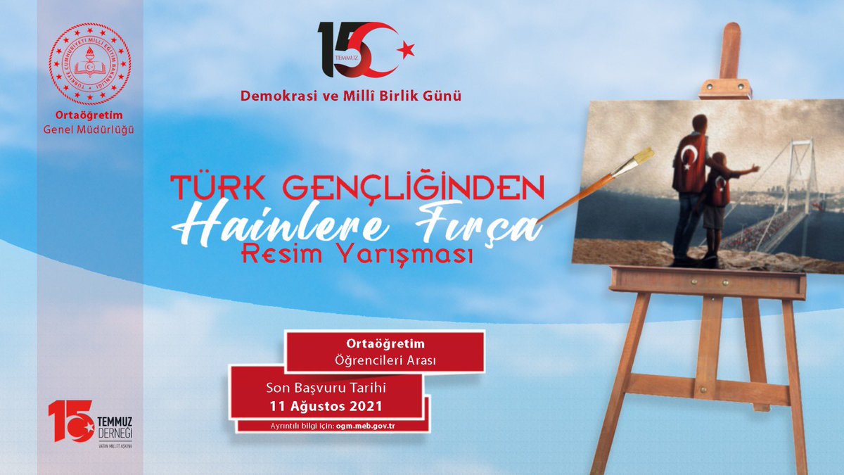 meb_ogm's tweet photo. Milletimizin azmi ve cesareti #15Temmuz 2016'da bir kez daha en güçlü şekilde hissedildi.

Birliğin, beraberliğin ve vatan aşkının galip geldiği o gece, öğrencilerimizin fırçasıyla tuvale yansıyor.

Link👉https://t.co/rer64gGGVu
#TürkiyeGeçilmez 
@tcmeb 
@ziyaselcuk 
@cengizmete https://t.co/R9MM2aFi5s