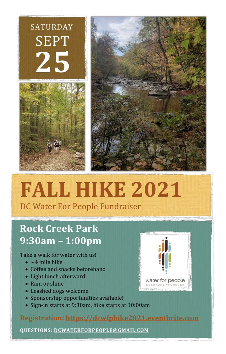 DCWater4People's tweet photo. ITS BACK &amp; better than EVER! DC Water For People annual hike sign up is OPEN for this September, sign up now for early registration benefits! Both in person &amp; virtual options available. Link in bio! https://t.co/rryR9WyKo6