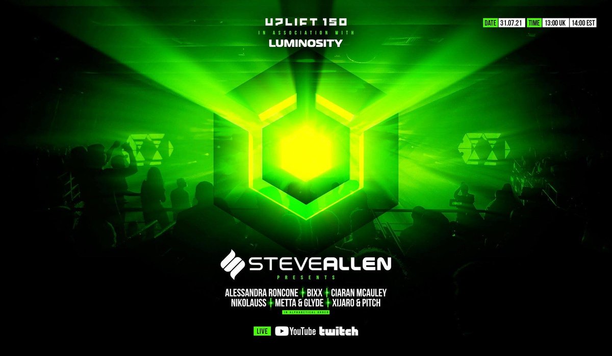 Nikolauss (@nikolauss_music) on Twitter photo New announcement! Save the date! On Saturday July 31 I will join <a href="/SteveAllenMusic/">Steve Allen</a> and <a href="/LuminosityEvent/">Luminosity Events</a> in the celebration of Uplift's 150th episode!
Be sure to tune in and join the party! #trance
<a href="/RonconeOfficial/">Alessandra Roncone</a>, <a href="/BiXXAudio/">BiXX Audio</a>, <a href="/djciaranmcauley/">Ciaran McAuley</a> , <a href="/MettaandGlyde/">Metta & Glyde</a>, <a href="/XiJaroAndPitch/">XiJaro & Pitch</a> New announcement! Save the date! On Saturday July 31 I will join <a href="/SteveAllenMusic/">Steve Allen</a> and <a href="/LuminosityEvent/">Luminosity Events</a> in the celebration of Uplift's 150th episode!
Be sure to tune in and join the party! #trance
<a href="/RonconeOfficial/">Alessandra Roncone</a>, <a href="/BiXXAudio/">BiXX Audio</a>, <a href="/djciaranmcauley/">Ciaran McAuley</a> , <a href="/MettaandGlyde/">Metta & Glyde</a>, <a href="/XiJaroAndPitch/">XiJaro & Pitch</a>