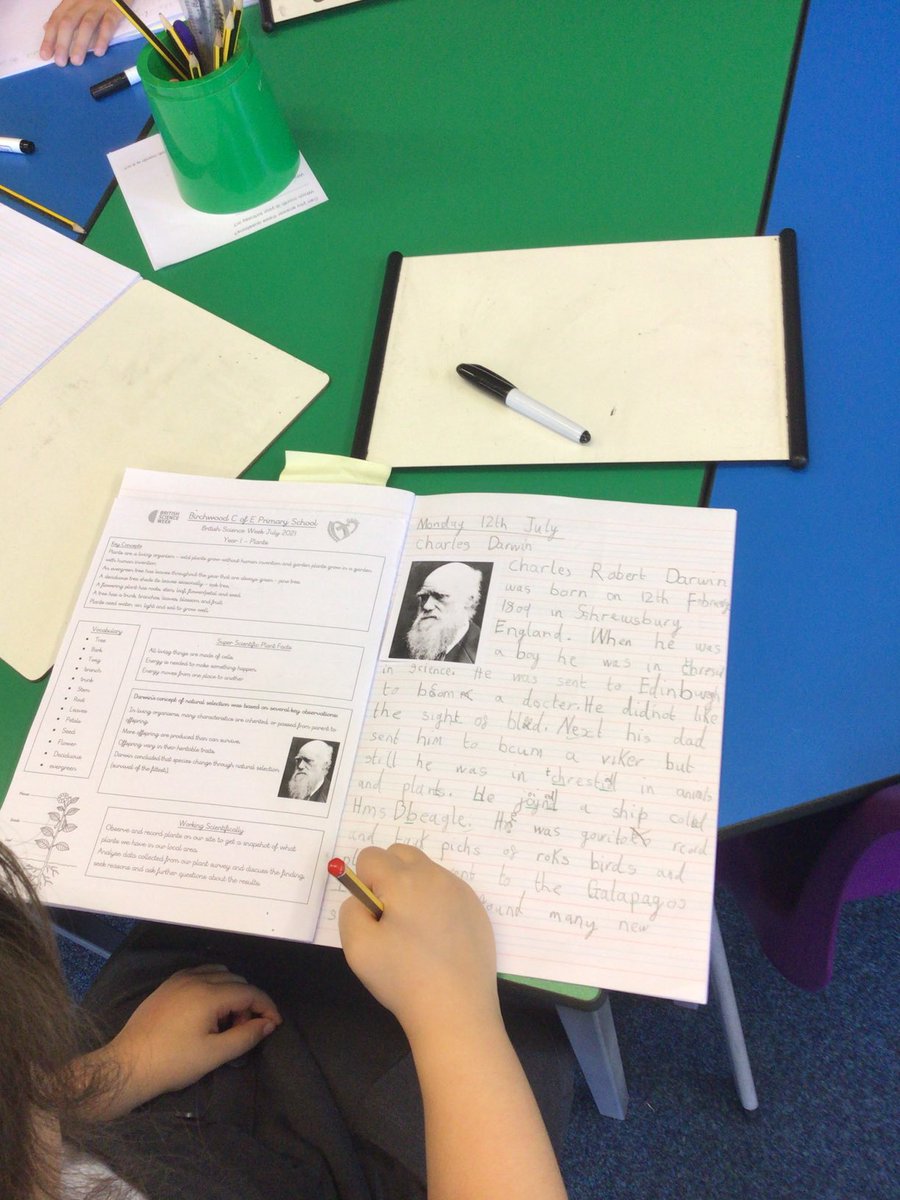 BirchwoodCE's tweet photo. Super scientists. Year 1 have been writing up their biographies on Charles Darwin as part of our #bcepsscienceweek #bcepsyear1 #bcepsscience https://t.co/OAgYuOdRjS
