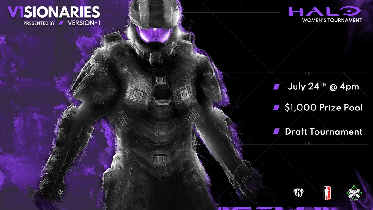 version1gg's tweet photo. Get HYPED for the next #V1SIONARIES tournament!!

Halo 5. All women tournament. July 24th. 4pm CT. You won't want to miss it. 🔥

Sign up here: https://t.co/29xvIX38Pr
And join us on the Version1 Twitch channel for the broadcast: https://t.co/Mlvq9fo4ad https://t.co/A4PeUdH4cm
