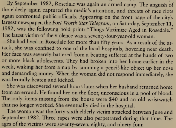 in 1982, gangs of teenagers (oldest was 21) began breaking into people's cars and homes and brutally murdering them. the last excerpt is an eye witness testimony from a 15 year old who was involved.