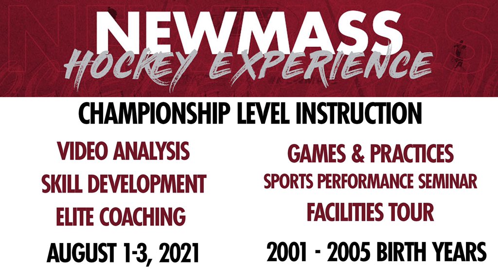 🚨LIMITED SPOTS REMAIN🚨 

The NewMass Hockey Experience invites elite players (‘01-‘05) to Amherst, MA on Aug. 1-3 to work with NCAA D1 coaches and players from all over 🇺🇸 &amp; 🇨🇦 

Visit newmasshockey.com to learn more and sign up today!