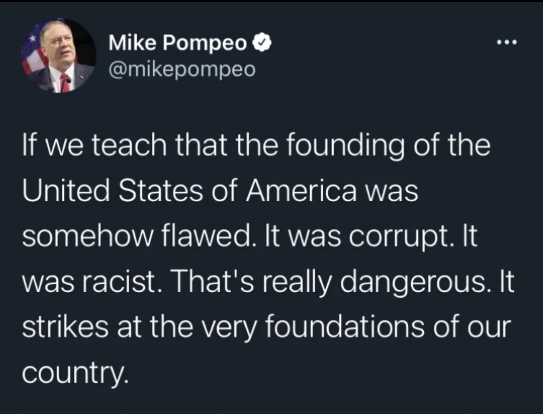 Perhaps we teach them this because it's what it actually was. Perhaps if the f oi funding fathers wanted to be remembered better, they should have done better. @mikepompeo you make me 🤢