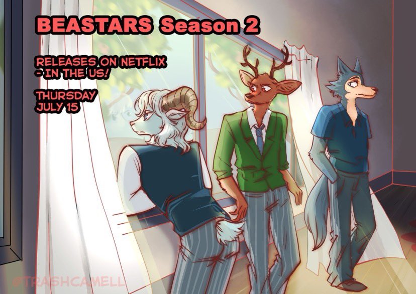 TrashCamell's tweet photo. Celebration fanart for season two! I’m excited to rewatch this again~ in English so I can draw while watching hehe. Clean and wallpaper versions on my patreon!
#anime #BEASTARS #beastars2 #beastarsfanart https://t.co/TPRrDHNs2f