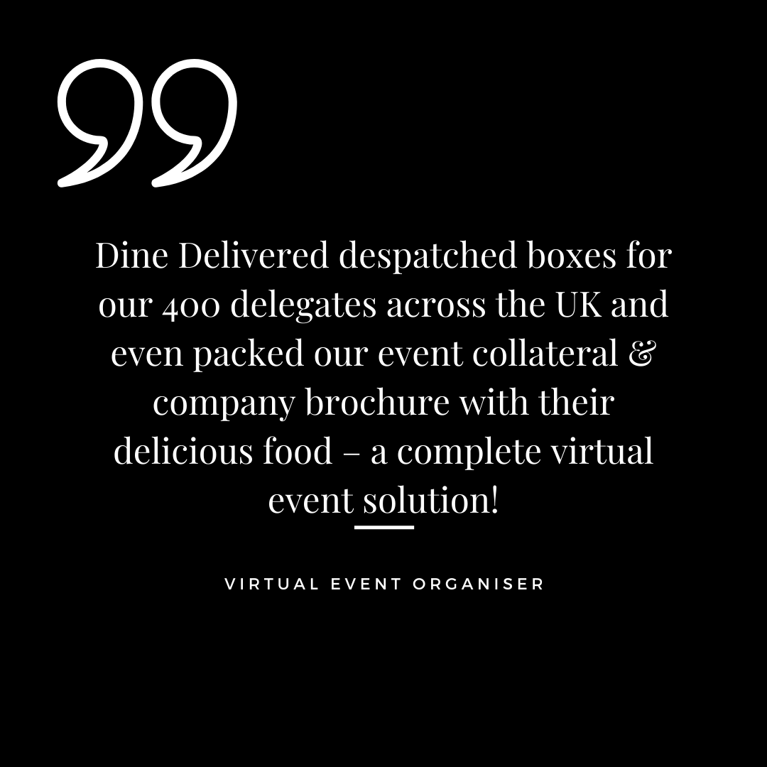Amazing feedback from a spectacular event which went virtual this year! Dine Delivered packed complete meals with wine and canapes for 400 addresses across the UK. Check it out for your next event!

#virtualevents
#quarantinemeals
#fooddeliveryservice