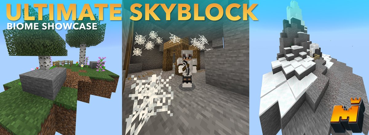 Mineplex's tweet image. Push your limits and climb the highest mountain, find minerals in caves, and experience what nature has to offer! 🌸💎

Our new Ultimate Skyblock map has countless biomes to explore, you’ll be able to embark on breathtaking adventures everyday!

▶️minecraft.net/en-us/pdp?id=e…