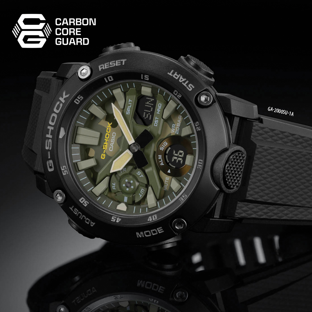 GShockBrasil's tweet photo. Gosta de um modelo leve, resistente e com aquele detalhe verde camuflado no mostrador? Se liga nesse GA-2000SU-1A. Irado, né? 😃 https://t.co/lfl0eeXMpo #GShock #GShockBrasil #GShockLover #CarbonCoreGuard #GA2000SU1A https://t.co/SD0zirCN7a