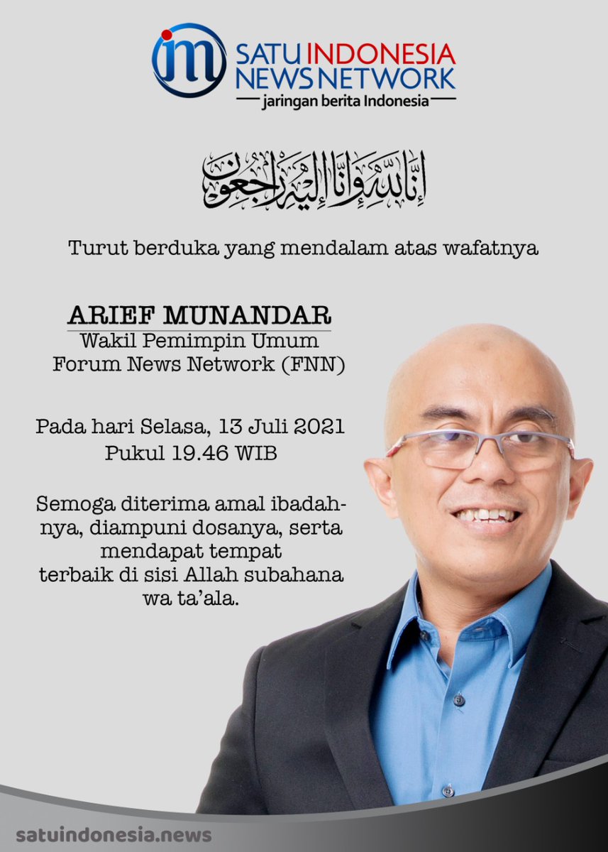 Taufik_FEUI's tweet photo. Innalillahi wainna ilaihi rojiun. Allahumaghfirlahu warhamhu wa'afihi wa'fuanhu. Selamat jalan bang Arief. https://t.co/jlqXghuDD4