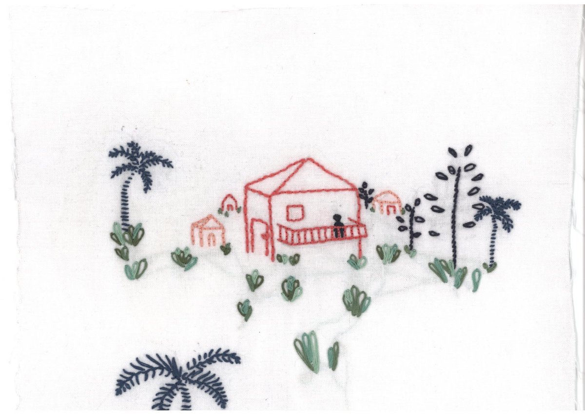 "Bordo para que mi mamá visite mi casa. Bordo para traer su casa a la mía. Para sentir que estoy en su cuarto de costura, con ese ventilador de techo escandaloso. Bordo para seguir siendo yo y para ser lo que quiero ser". <a href="/mignimalista/">Miñi</a> en #gavetaprestada casajena.com/blog/2021/07/1…