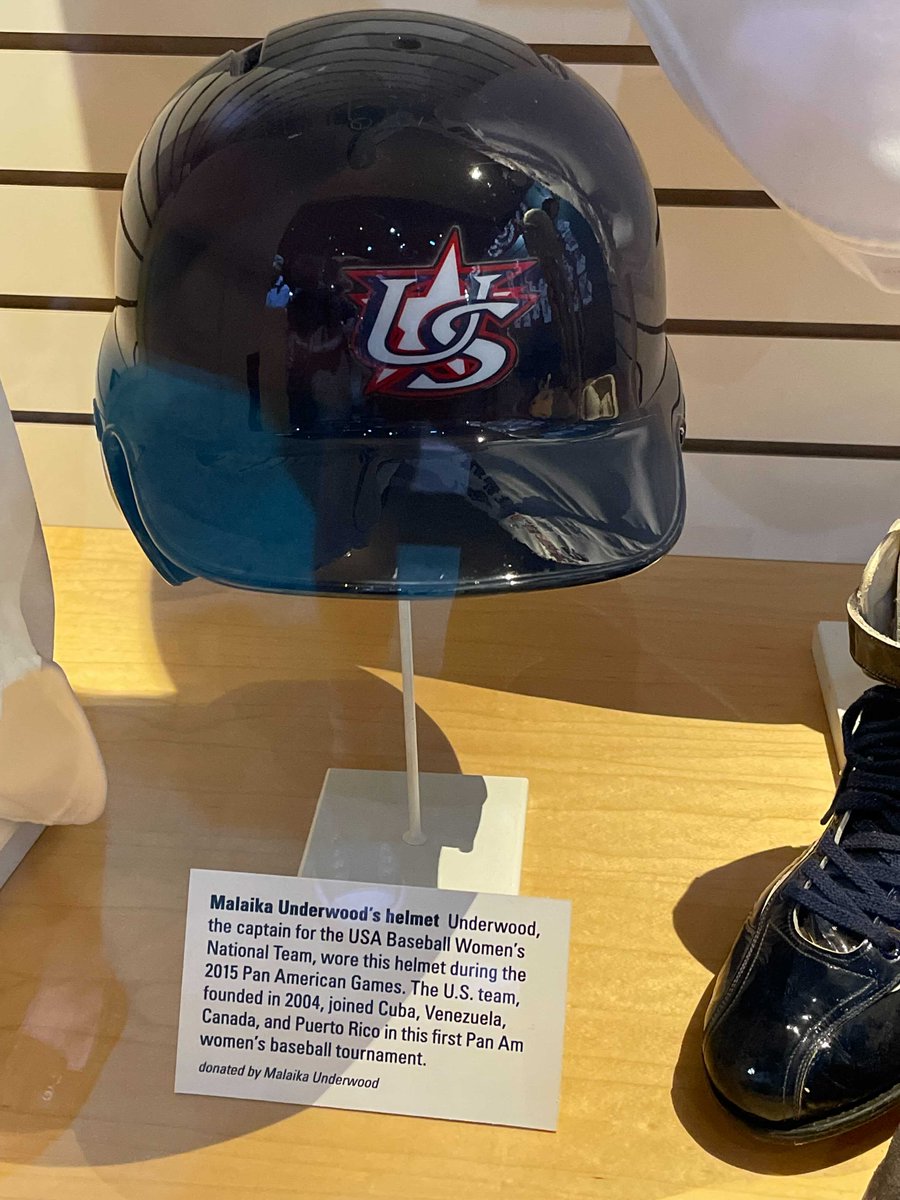 Usa Baseball Wnt Ten Time Teamusa Alum Malaika Underwood S Helmet From Our Run At The Pan American Games In 15 Is Featured At The Hall Of Fame Exhibit At The